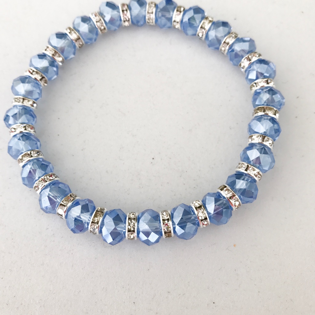 Plus Size Bracelets Blue Crystals/Cz Rondelles
